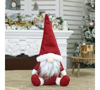 Christmas Plush Gnomes Decorations, Handmade Swedish Tomte Scandinavian Santa Elf Ornaments, Christmas Gonks Xmas Gift for Home Restaurants Office Holiday Decoration (A, Red)