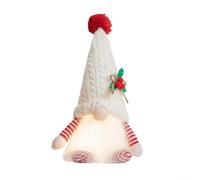 Christmas Plush Gnomes with Battery Operated Luminous Feature for Festive Table and Home Decoration, Soft Felt and Plastic Construction (White)