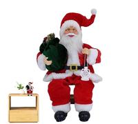 Christmas Plush Ornament - Sitting Santa Claus,Figurine 13.8 Inch Soft Plush, Holiday Doll Decoration, Big Red Wine Red Seated Santa Display Living Room Bedroom Office Shop Party School Window Scene