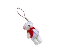 Christmas Plush Phone Strap Keychain Pendant Lovely Joint Bear Ornament Festive Bear Plush Ornament for Holiday Gift or Bag Accessories