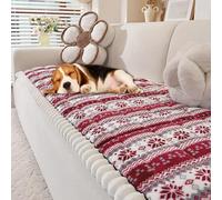 Christmas Plush Sofa Cover, 3D Stripe Fuzzy Sofa Covers, Couch Covers for Sofas Christmas for 3 Cushion Couch Sofas Pet Friendly (#03,27.5x27.5 inch)