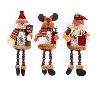 Christmas Plush Toy 3PCS/Set Super Cute Long Leg Sitting Santa Clause Snowman Reindeer Doll Christmas Ornaments Christmas Tree Topper Xmas Ornaments for Christmas Tree Pendant Holiday Party Home Decor