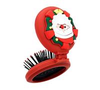 Christmas Pocket Comb | Portable Folding Hair Comb,Travel Brush Hair Styling Tool, Wet and Dry Hair Round Compact Massage Comb for Purse Pocket