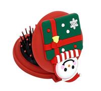 Christmas Pocket Comb, Santa Pattern Pocket Folding Hair Brush, Travel Brush Hair Styling Tool, Wet and Dry Hair Round Compact Massage Comb for Purse Pocket