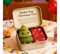 Christmas Pocket Hug Gift,Mini Christmas Santa Snowman Tree In Tin Box With Inspirational Message Card,Handmade Snowman Santa Felt Keepsake,Little Pocket Xmas Hug Emotional Xmas Gifts for Friends