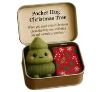 Christmas Pocket Hug, Snowman Santa Christmas Tree Doll in a Box Mini Wool Felt Toy with Cards Gifts for Women Best Friend (Christmas Tree)