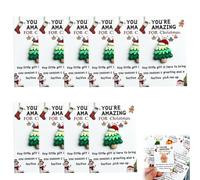 Christmas Pocket Hugs, 10PCS Little Christmas Pocket Emotional Hug with Cards and Bags, Resin Positive Gifts Cards for Coworker Staff Employee Family Friends, Penguin Snowman Santa Claus(#07)