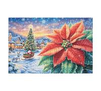 Christmas Poinsettia 1000 Piece Premium Jigsaw Puzzle For Men Educational Decompression Adults Anxiety Memory Care Mothers Valentines Premium Cardboard 1000 PCS/75x50cm