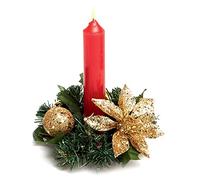 Christmas Poinsettia 13cm Candle Ring Table Centrepiece - Gold
