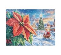 Christmas Poinsettia 500 Piece Jigsaw Puzzle for Adults Hallway Wall Art Statement Piece Precision Cut for Interior Design Lovers 500 PCS