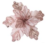 Christmas Poinsettia Floral Arrangement Decoration with Glitter Accents for Festive Table Centerpieces and Mantel Displays Lightweight and Holiday Ornament (Pink)