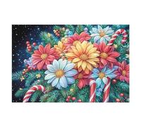 Christmas Poinsettia Flower 1000 Piece Complete DIY Jigsaw Puzzle Collectors Mind Relaxation Educational Decorative Puzzle Gifts for Adults Recycled Cardboard 1000 PCS