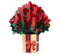 Christmas Poinsettia Pop Up Cards,Paper Flower Bouquet Greeting Cards with Blank Note Card & Envelope, gift for celebrating Love, Birthday, Anniversary, Special Moments, Valentine's Day