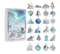 Christmas Polar Bear Advent Calendar 2025, 24 Days Countdown with Unique Arctic Life Mini Ornaments, Premium Acrylic Decoration Set for Holiday Gifts & Christmas Tree Decor