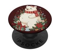 Christmas Polar Bear Mom To Be Cute Pregnant Winter PopSockets Adhesive PopGrip