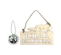 Christmas Polar Express Wooden Hanging Sign with 50mm Silver Jingle Bell