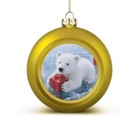 Christmas Polarbear Christmas Ball Ornaments - Shatterproof Plastic Vintage Rustic Xmas Tree Decorations Pendant for Family Holiday Wedding Party Xmas Hanging Decoration
