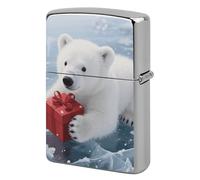 Christmas Polarbear Lighter Case Metal Double-Sided Lighter Cover Pocket Lighters Sleeve Windproof Lighters Accessories for Men Women