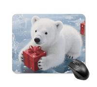 Christmas Polarbear Mouse Pad Square Laptop Mouse Mat Cute Computer Mousepad Keyboard Pad Non-Slip Desk Pads for Gaming Office Work Home 20 * 25cm