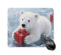 Christmas Polarbear Mouse Pad Square Laptop Mouse Mat Cute Computer Mousepad Keyboard Pad Non-Slip Desk Pads for Gaming Office Work Home 25 * 30cm