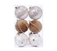 Christmas polka dot pressure ball 6 pcs set made from velvet foam, suitable for holiday decor, weddings, and party environments (Light gold)