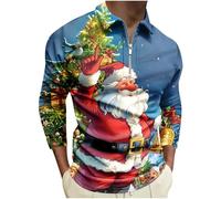 Christmas Polos Shirts for Men UK Casual 1/4 Zipper Shirt Xmas Snowflakes Graphic Tops Turn Down Collar Sweatshirts Christmas Graphic Reindeer Print Blouse Top Long Sleeve Lightweight T Shirts
