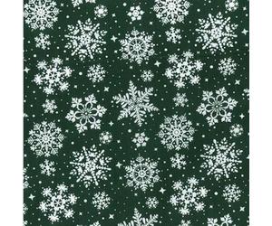 Christmas Polycotton Fabric, 112cm Wide, Snowflakes, Gingerbread Men and Gnomes Print (Green Snowflakes)