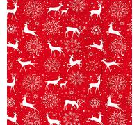 Christmas Polycotton Fabric - Eighty Patterns - Sold Per Metre 112cm Wide (RED-FSC900, One Metre)
