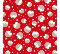 Christmas Polycotton Fabric - Eighty Patterns - Sold Per Metre 112cm Wide (RED-FSC904, One Metre)