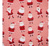 Christmas Polycotton Fabrics - Xmas Designs Holly Mistletoe Berries Reindeers Gonks Penguins Bears Dogs (Per Metre) - Sewing Fabric - Simply Sew Crafty™ (Smiley Santa - Blush, 1 Mtr)