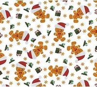 Christmas Polycotton Fabrics - Xmas Designs Holly Mistletoe Berries Reindeers Gonks Penguins Bears Dogs (Per Metre) - Sewing Fabric - Simply Sew Crafty™ (Gingerbread/Holly/Gifts on White, 1 Metre)