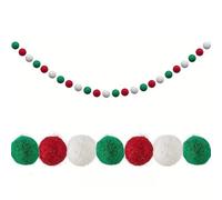 Christmas Pom Pom Garland Decorations for Tree Indoor Home Room Decor Cute Hanging Felt Ball Red White Green Ball Ornament String Banner Garland for Xmas Birthday (Pink)