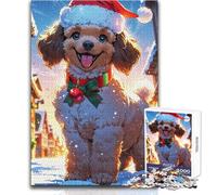 Christmas Poodle 1000 Piece Jigsaws for Teenagers Fun Learning with Brain Game Perfect Thoughtful Festive Present Size 38x52cm