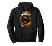 Christmas Poodle Dog with Santa Hat Gingerbread Cookie Pullover Hoodie