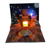 Christmas Pop Up Cards - 3D Musical Greetings With And Sounds, Handmade Santa Claus Fireplace Projection Design, Creative Gift Vouchers For Family Friends, Collectibles For B