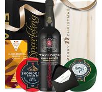 Christmas Port and Cheese Gift Set - Taylor's Port 700ml & Snowdonia Cheese Set - Luxury Present for Men, Couples, and Foodies