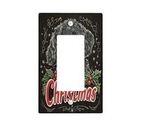 Christmas Portuguese Water Dog Decorative Light Switch Cover Wall Plate 1 Gang Single Rocker, Fun Xmas Hollies Electrical Switchplate, Pet Faceplate for Kitchen Living Room Decor