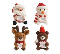 Christmas Positive Crochet Doll with Positive Card,Cute Knitted Christmas Bear,Cheerful Santa,P-ositive Deer and Snowman,Mini Funny P-ositive Snowman,Winter Gifts for Women Men Xmas Party Decor