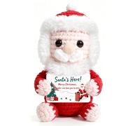 Christmas Positive Crochet Santa Doll with Colorful Positive Card, Funny Gift Christmas Party Decorations for Women Men Family Friends (Santa's Here)