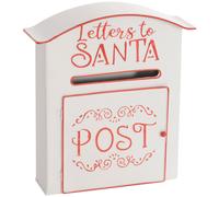HOMCOM Christmas Post Box Wall Mounted Santa Mailbox for Xmas Decoration, White