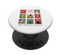 Christmas Postage Stamps Postal Men Women Kids Retro Xmas PopSockets Adhesive PopGrip