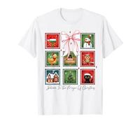 Christmas Postage Stamps Postal Men Women Kids Retro Xmas T-Shirt