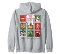 Christmas Postage Stamps Postal Men Women Kids Retro Xmas Zip Hoodie