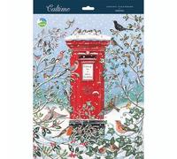 Christmas Postbox Advent Calendar | Traditional Large Picture Advent Calendar with Birds and Nature - 41x31.5cm