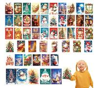 Christmas Postcards, Vintage Christmas Postcards, New Year Greeting Cards 50X | Cute Holiday Patterns Christmas Card, Greeting Cards, Student Activity Postcard