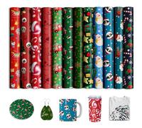 Christmas Pre-Printed Sublimation Paper for Cricut Mug Press,Infusible Transfer Ink Sheets for Tumbler T-Shirts Mugs,12" x 10",12pcs