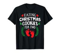 Christmas Pregnancy Announcement Eating Cookies for Two T-Shirt