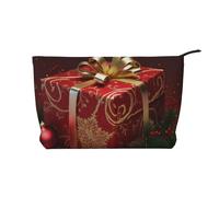 Christmas Present Box Prints Corduroy Makeup Bag for Women Girls, Spacious Travel Cosmetic Organiser for Make-up, Toiletries & Essentials