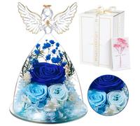 Christmas Preserved Real Rose for Womens, Forever Rose in Glass Angel Birthday Gifts for Mum Women Wife, Eternal Flowers Gifts for Her on Christmas, Anniversary, Valentine's Day, Mother's Day