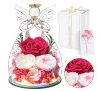 Christmas Preserved Real Rose for Womens, Forever Rose in Glass Angel Birthday Gifts for Mum Women Wife, Eternal Flowers Gifts for Her on Christmas, Anniversary, Valentine's Day, Mother's Day